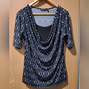 American City Wear  Elegant Black and Blue Women's Blouse Petite Sz. L